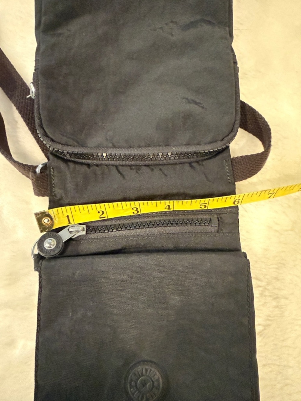 Kipling Black Nylon Crossbody Bag Small Travel Organizer Zip Pockets - Picture 13 of 15